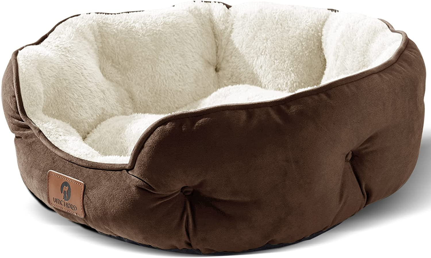 Cozy Pet Bed for Small Dogs and Cats - Extra Soft, Machine Washable, Anti-Slip Bottom - Brown, 20 Inches