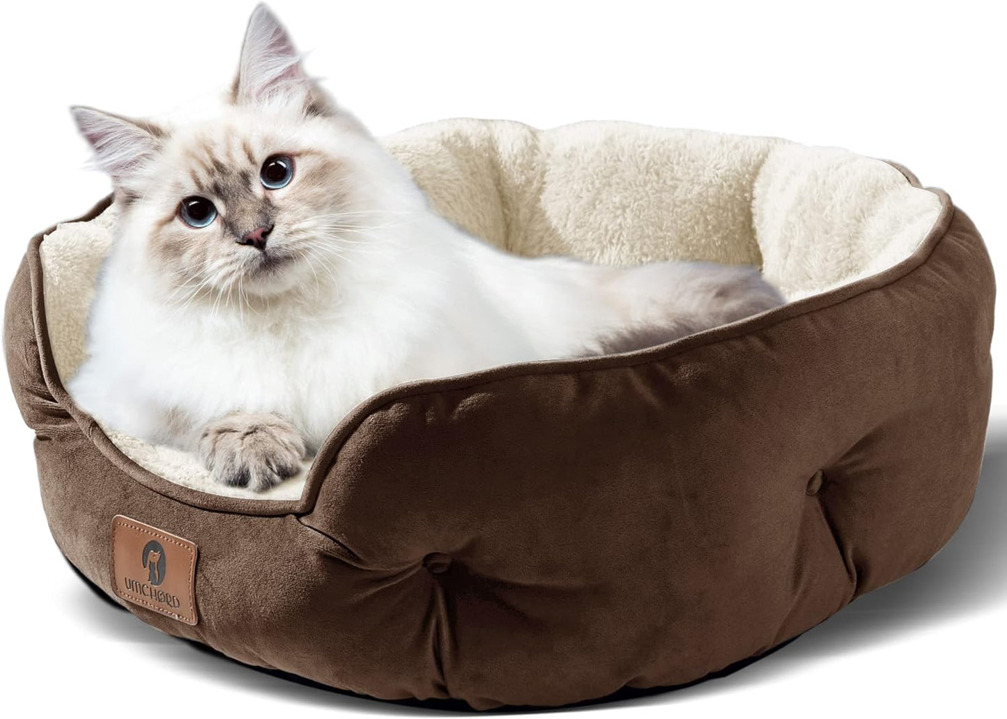 Cozy Pet Bed for Small Dogs and Cats - Extra Soft, Machine Washable, Anti-Slip Bottom - Brown, 20 Inches